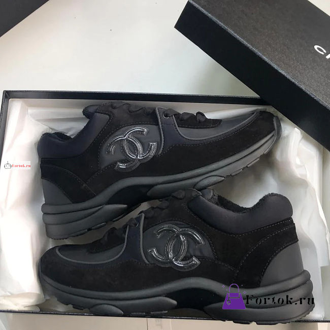 Chanel All Black Sneakers In Suede/Leather - 1