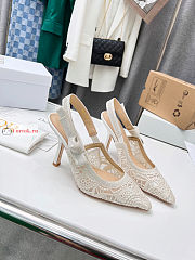 Dior J'Adior Slingback Pump Macrame Embroidered White  - 4