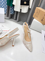 Dior J'Adior Slingback Pump Macrame Embroidered White  - 2