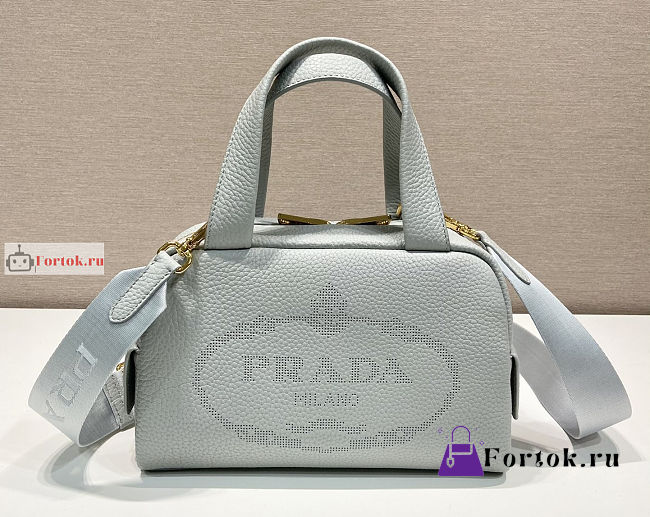 Prada Small Leather Top Handle Bag Cornflower Blue 1BB078 25x16x10cm - 1
