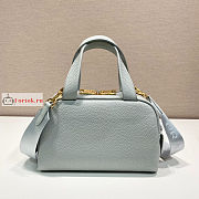 Prada Small Leather Top Handle Bag Cornflower Blue 1BB078 25x16x10cm - 6