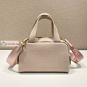 Prada Small Leather Top Handle Bag Water Lily 1BB078 25x16x10cm - 6