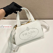 Prada Small Leather Top Handle Bag Chalk White 1BB078 25x16x10cm - 6