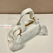 Prada Small Leather Top Handle Bag Chalk White 1BB078 25x16x10cm - 3