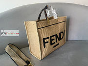 Fendi Medium Sunshine Straw Tote Bag Beige/Black 35x31x17cm - 3