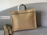 Fendi Medium Sunshine Straw Tote Bag Beige/Black 35x31x17cm - 4