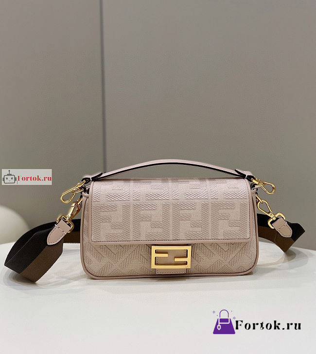 Fendi Iconic Baguette FF Canvas Bag Pink 27x16x6cm - 1