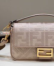 Fendi Iconic Baguette FF Canvas Bag Pink 27x16x6cm - 3
