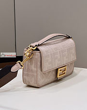 Fendi Iconic Baguette FF Canvas Bag Pink 27x16x6cm - 4
