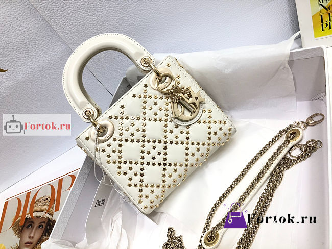 Dior Mini Lady Dior Bag Lucky Star Cannage White M0505 17x15x7cm - 1