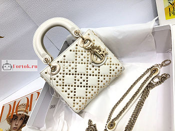 Dior Mini Lady Dior Bag Lucky Star Cannage White M0505 17x15x7cm