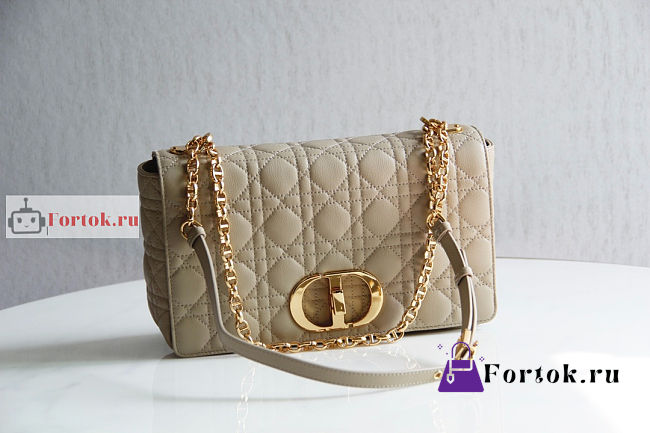 Dior Large Caro Bag Cannage Leather Beige M9243 29x18x10cm - 1