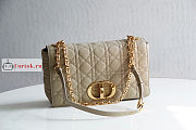 Dior Large Caro Bag Cannage Leather Beige M9243 29x18x10cm - 1