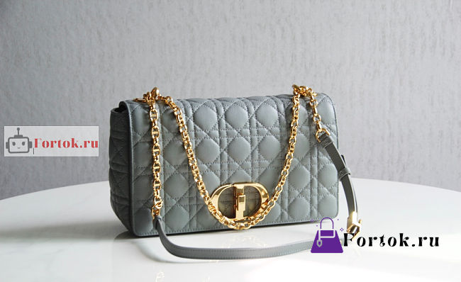 Dior Large Caro Bag Cannage Leather Gray M9243 29x18x10cm - 1