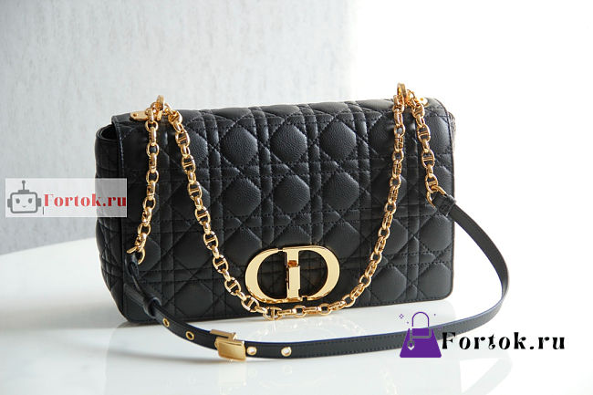 Dior Large Caro Bag Cannage Leather Black M9243 29x18x10cm - 1