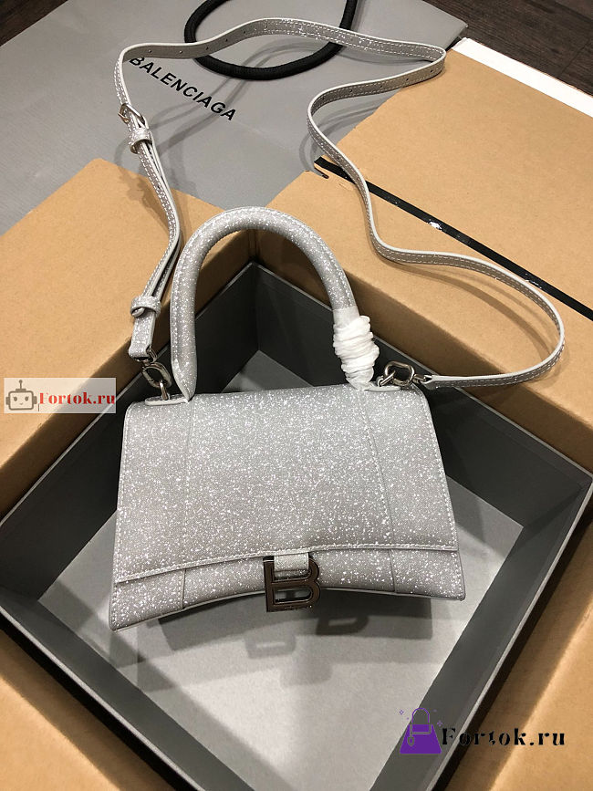 Balenciaga Small Hourglass Handbag Glitter White 23cm - 1