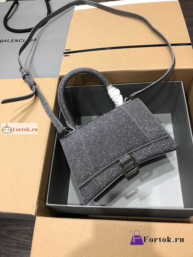 Balenciaga Small Hourglass Handbag Glitter Grey 23cm - 1