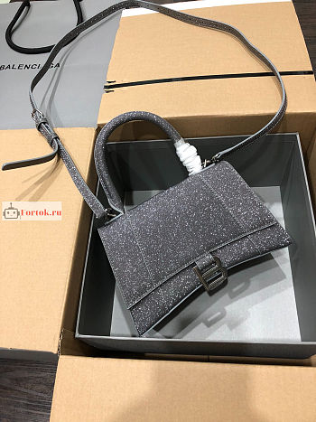 Balenciaga Small Hourglass Handbag Glitter Grey 23cm