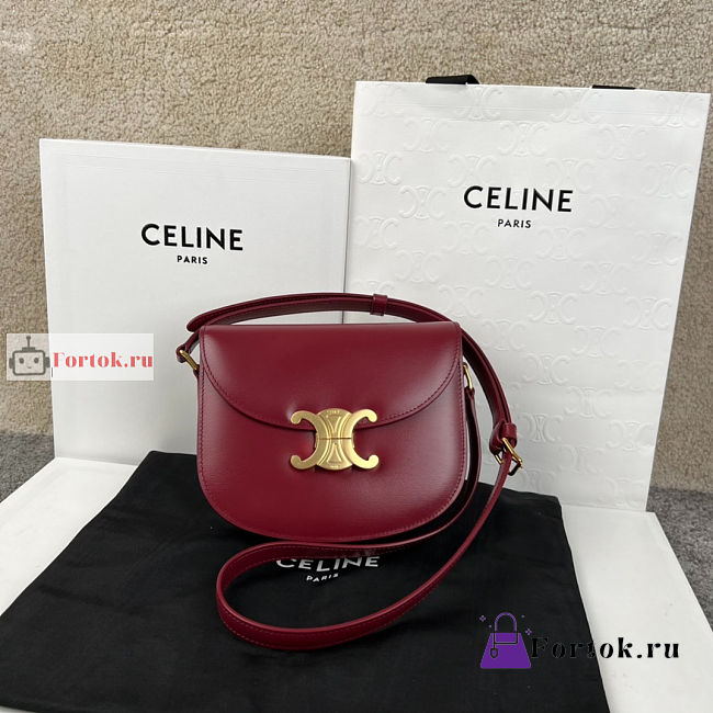 Celine Teen Besace Triomphe In Shiny Leather Red 18.5x16x6cm - 1