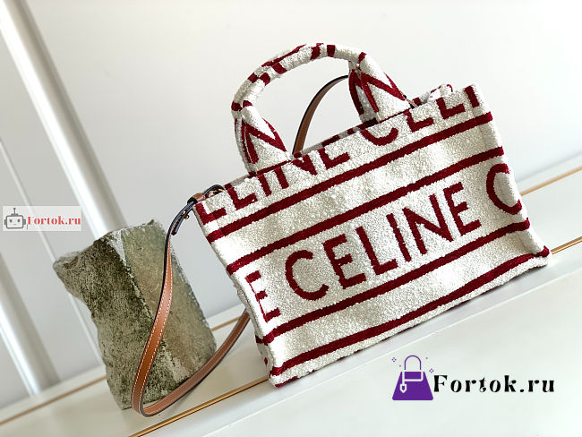 Celine Small Cabas Thais White/Red 29x16x13cm - 1
