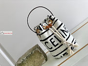 Celine Teen Drawstring Bucket Bag White/Black 15x19x15cm - 1