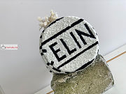 Celine Teen Drawstring Bucket Bag White/Black 15x19x15cm - 4