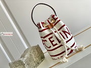 Celine Teen Drawstring Bucket Bag White/Red 15x19x15cm - 1