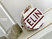 Celine Teen Drawstring Bucket Bag White/Red 15x19x15cm - 6