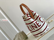 Celine Teen Drawstring Bucket Bag White/Red 15x19x15cm - 2