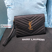 Ysl Flap Pouch In Grained Leather Black 617662 21×6×3cm - 1