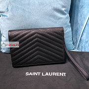 Ysl Flap Pouch In Grained Leather Black 617662 21×6×3cm - 3