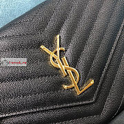 Ysl Flap Pouch In Grained Leather Black 617662 21×6×3cm - 2