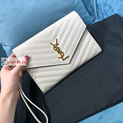 Ysl Flap Pouch In Grained Leather White 617662 21×6×3cm - 6