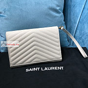 Ysl Flap Pouch In Grained Leather White 617662 21×6×3cm - 4