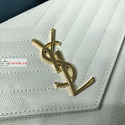 Ysl Flap Pouch In Grained Leather White 617662 21×6×3cm - 3