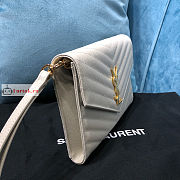 Ysl Flap Pouch In Grained Leather White 617662 21×6×3cm - 2