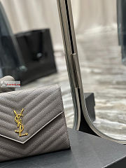 Ysl Flap Pouch In Grained Leather Grey 617662 21×6×3cm - 3