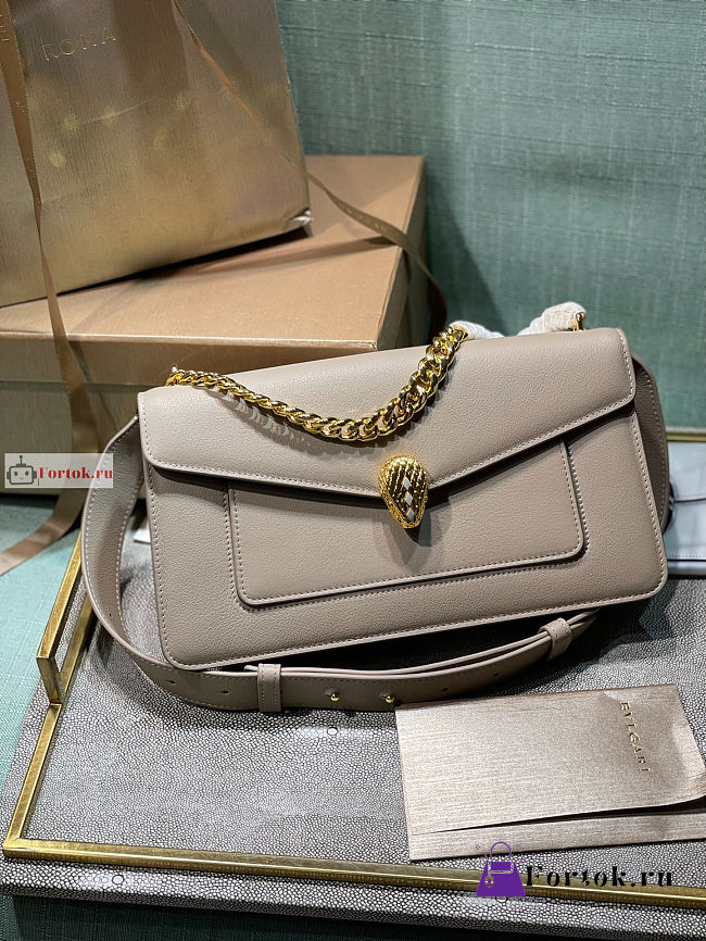 Bvlgari Medium Serpenti East West Maxi Chain Bag Grey 28x17x6cm - 1