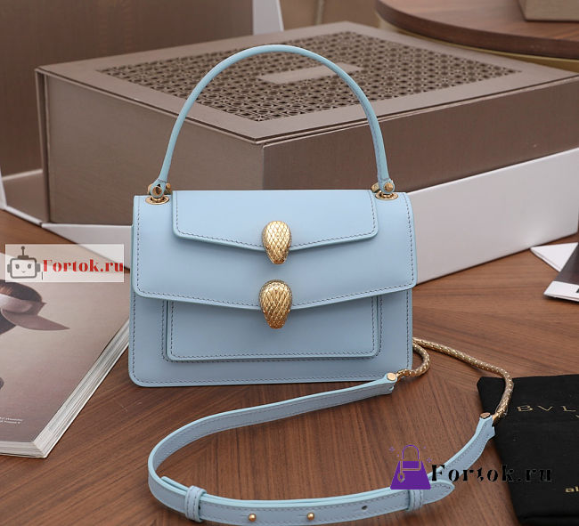 Bvlgari x Alexander Belt Bag In Smooth Leather Blue 19x13x6.5cm - 1