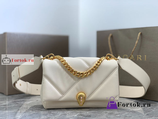 Bvlgari Small Serpenti Cabochon Maxi Chain Crossbody Bag Ivory 22.5x15x10cm - 1