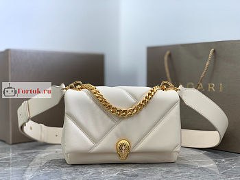 Bvlgari Small Serpenti Cabochon Maxi Chain Crossbody Bag Ivory 22.5x15x10cm