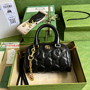 Gucci GG Matelasse Leather Top Handle Bag Black 702251 19x13x11cm - 1