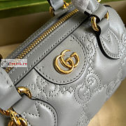 Gucci GG Matelasse Leather Top Handle Bag Grey 702251 19x13x11cm - 5