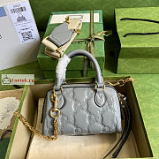Gucci GG Matelasse Leather Top Handle Bag Grey 702251 19x13x11cm - 4
