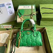 Gucci GG Matelasse Leather Top Handle Bag Green 702251 19x13x11cm - 1