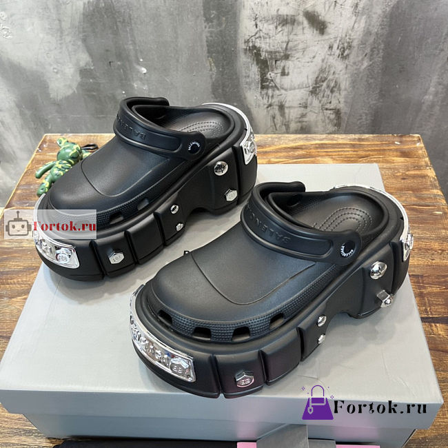 Balenciaga Hard Crocs Sandals Black - 1