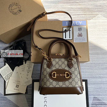 Gucci Mini Horsebit 1955 Top Handle Bag Brown/Beige 640716 20x19x7.5cm