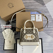 Gucci Mini Horsebit 1955 Top Handle Bag White/Beige 640716 20x19x7.5cm - 1