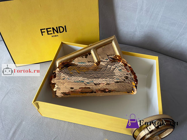 Fendi Small First In Sequinned Yellow 26x18.5x9cm - 1