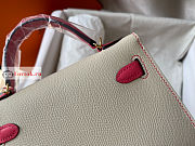 Hermes Mini Kelly With Top Handle White/Pink 19cm - 4